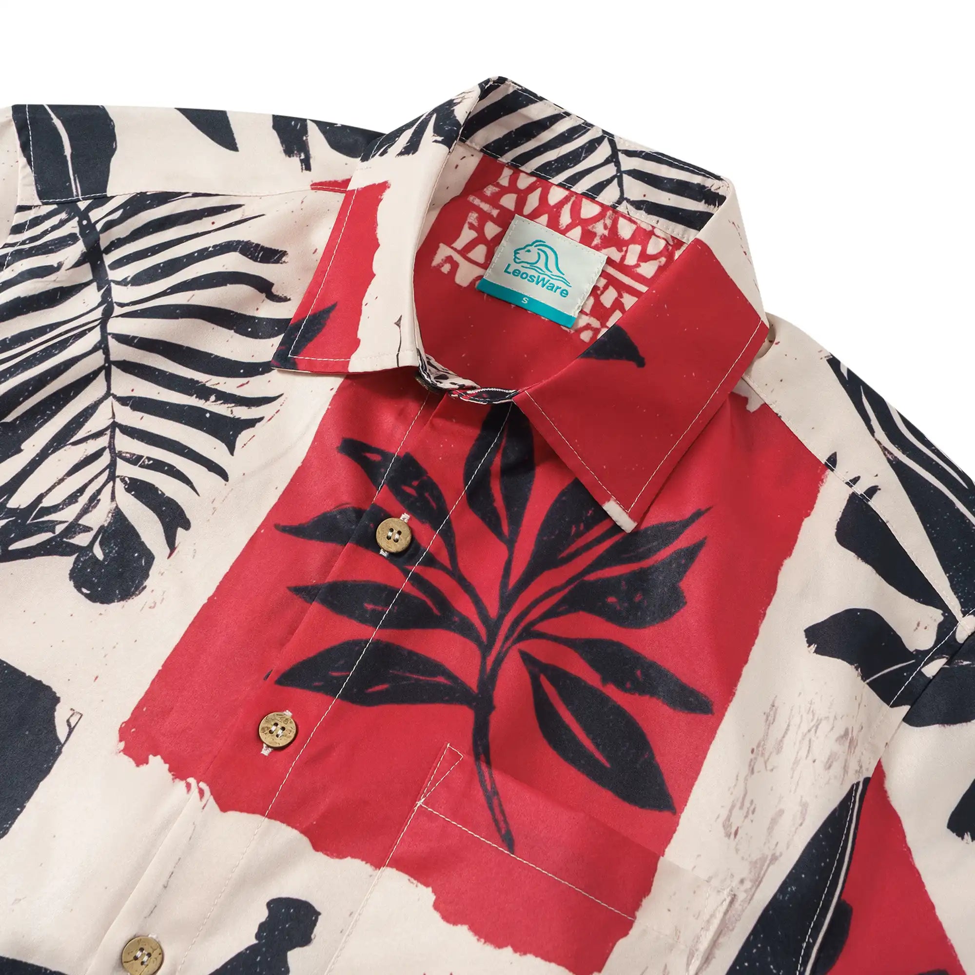LeosWare® Men's Hawaiian Shirt Short Sleeve Button-up Breathable & Quick-Dry Aloha Island Drift