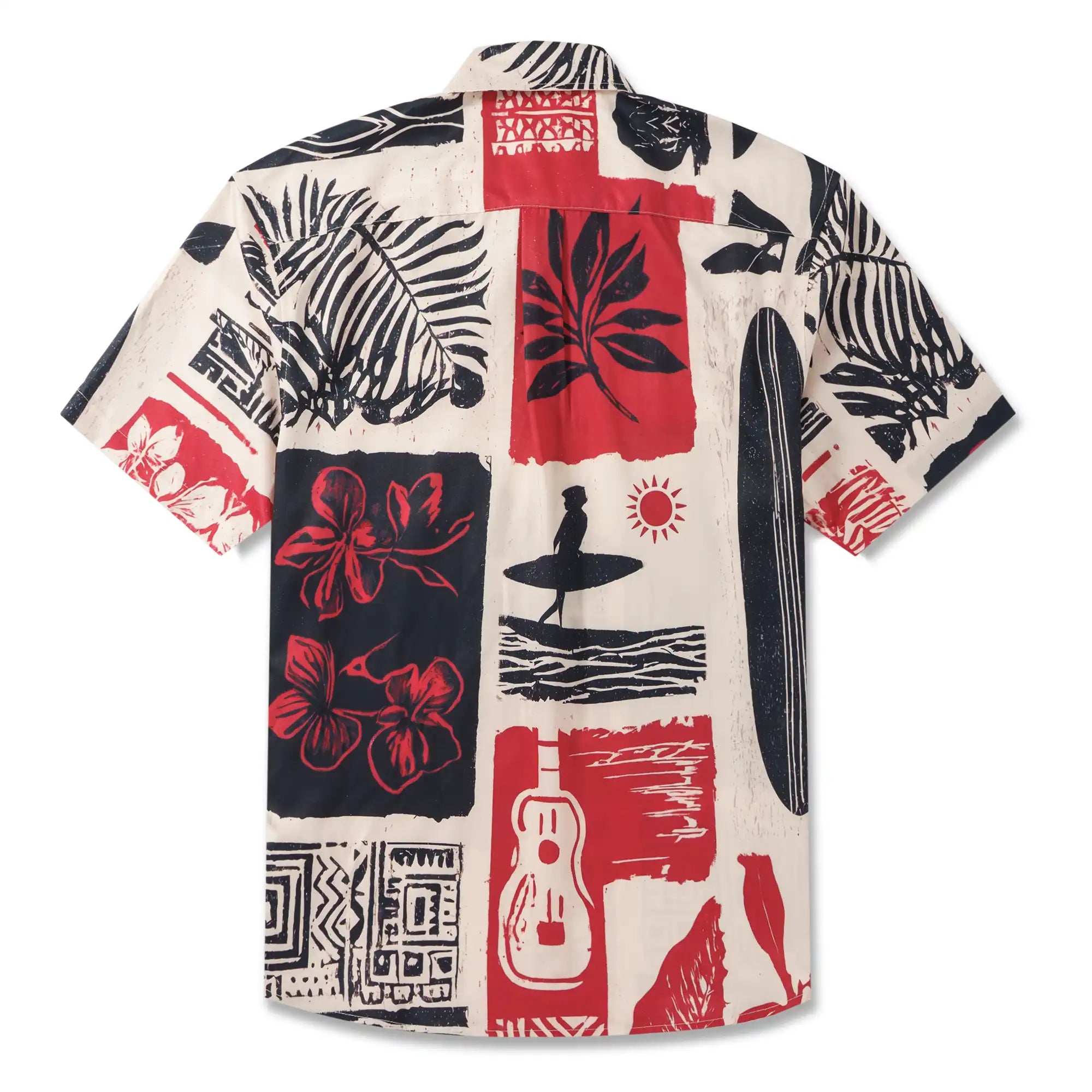 LeosWare® Men's Hawaiian Shirt Short Sleeve Button-up Breathable & Quick-Dry Aloha Island Drift